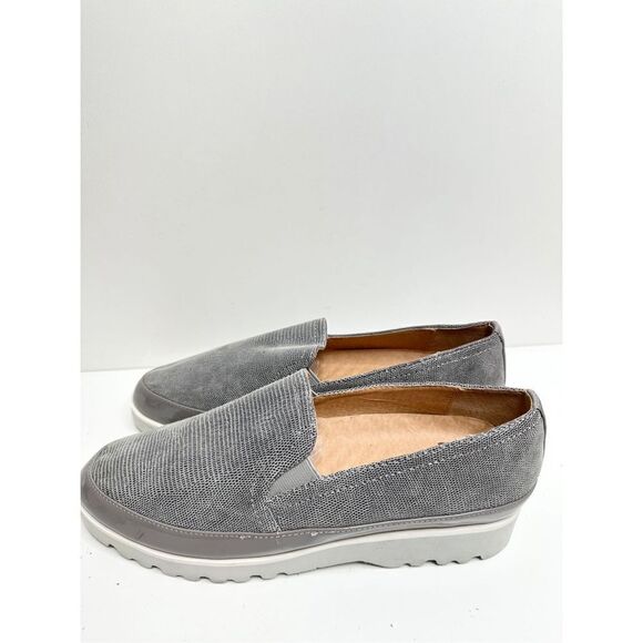 Donald Pliner Sneaker Womens Size 8.5 Leather‎ Gray Slip On Shoes - Picture 4 of 10
